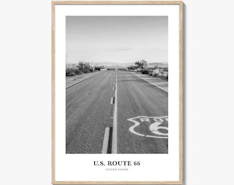 US Route 66 Photo Print Black and White, Arizona Poster, United States Decor