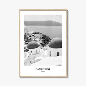 Santorini-reisposter: elegante fotografie-afdruk