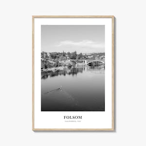 Folsom Photo Print Black and White, California Poster, United States Wall Art, Sacramento Region Decor