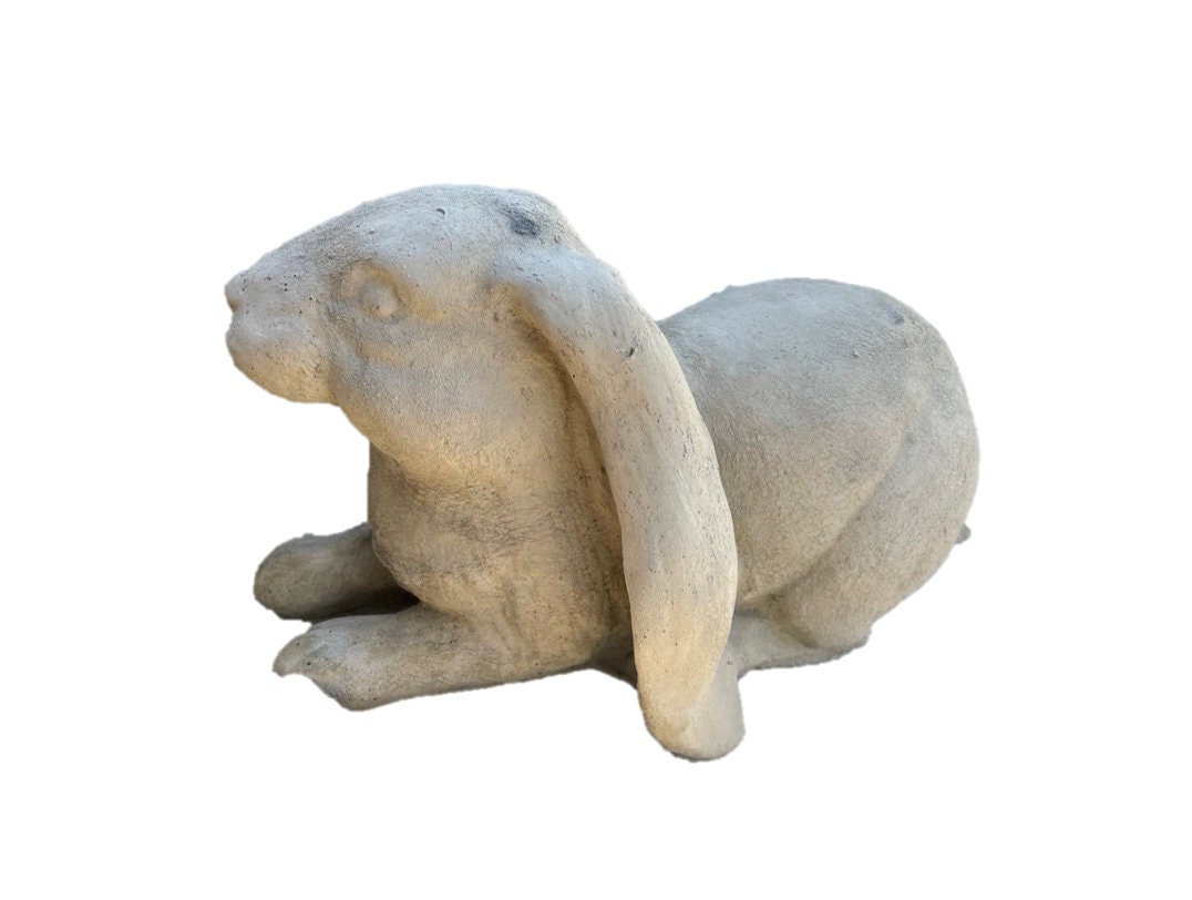 Droopy Ear Bunny Concrete Statue - Natural Concrete - Etsy