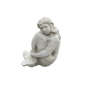 Sitting Mermaid (XSm), Concrete Statue - Natural Concrete.