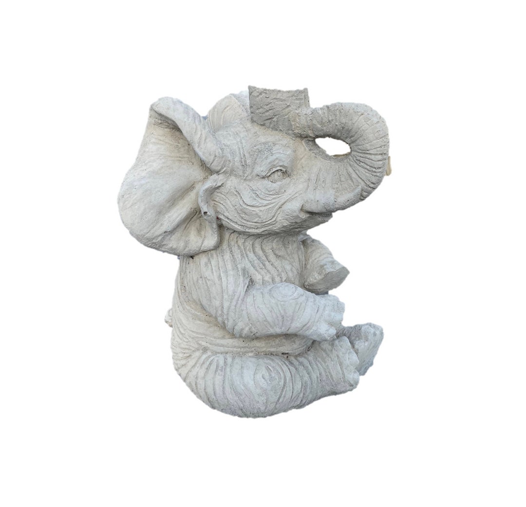Sitting Elephant Concrete Statue Natural Concrete Etsy