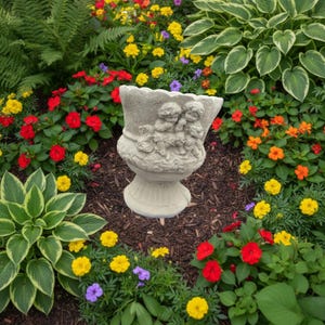 Cherub Pot Planter Concrete Statue 11" - Natural Concrete
