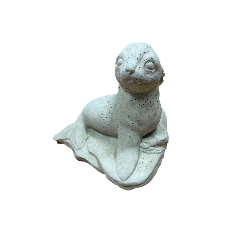 Seal Concrete Statue, Small Natural Concrete Etsy