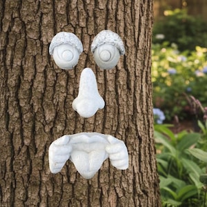 Concrete Tree Face Hanger, 15 Inch Greenman Cement Wall Garden Sculpture