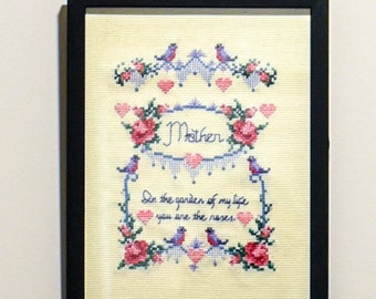 Brand New Handmade Finished/Framed Cross-Stitch Artwork - Mother | Aida 14 Count