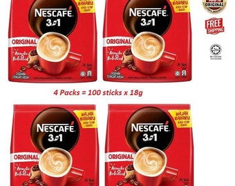 NESCAFE 3 in 1 Blend & Brew Original Instant Coffee 100 sticks x 4 packs
