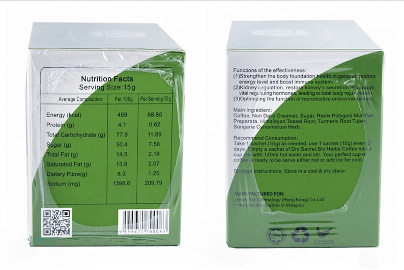 6 boîtes de café aux herbes bio de Drs Secret hommes 15 g x 6 sachets Livraison gratuite image 2