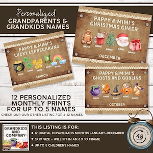 12 Personalized Files, Grandparents Gift, Personalized Grandkids, Digital File, 8x10, Holiday Gifts, Christmas Gift, Thanksgiving, Birthday