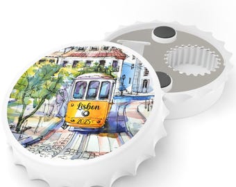 Lisbon Portugal Magnet Souvenir, Lisbon  Trip Bottle Opener, Fridge Magnet, Travel Gift
