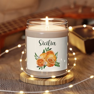 Sicilia Italy Candle, Italy Souvenir, Italy Gift for Her, Sicily Gift,  Scented Soy Candle, 9oz
