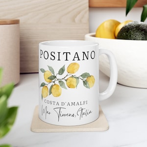 Positano Italy Coffee Mug, Lemons Mug, Italy Amalfi Coast Mug, Italy Gift, Italian Coffee Mug, Lemons Ceramic Mug 11oz