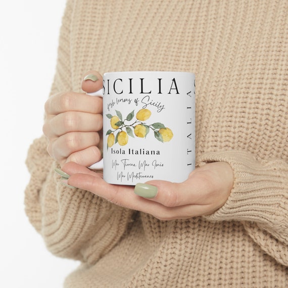 Sicilia Italy Coffee Mug, Sicilia Lemons Mug, Sicily Island Italy Mug, Italy Gift, Italian Coffee Mug, Sicilian Gift Ceramic Mug 11oz
