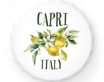 Capri Gift, Amalfi Coast Souvenir, Italy Gift, Magnetic Bottlecap-shaped Italy Lemons Bottle Opener