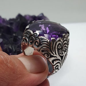 Traditional Bali ring in 925% nickel free silver with authentic amethyst (R3 AME.)