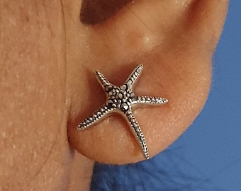 Starfish earrings in 925% nickel-free silver, with marcasite (EA 4 BRAND.)