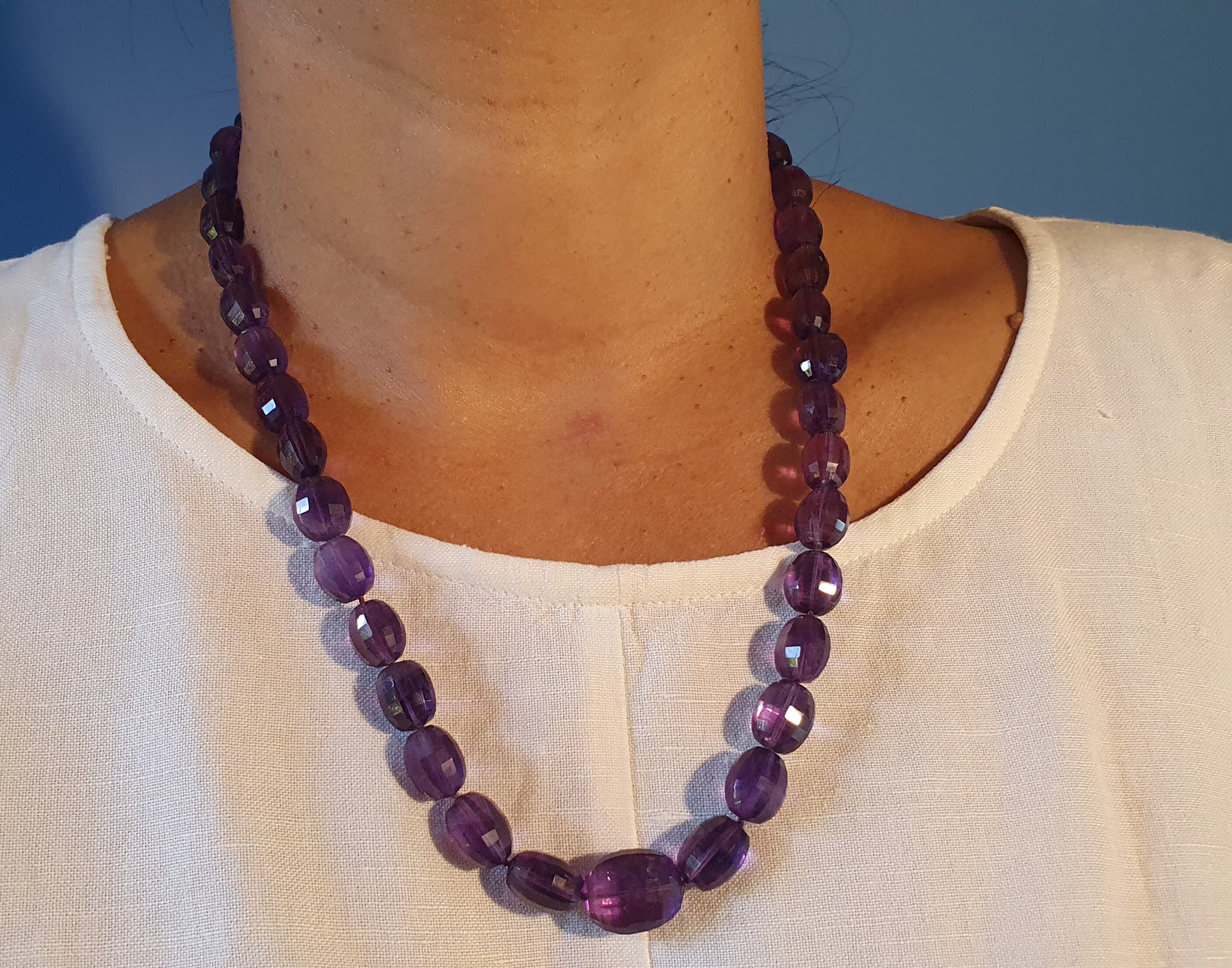 Interesting Original Amethyst Necklace With 925% Nickel Free