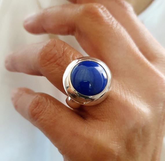 Bague en argent 925 sans nickel avec un magnifique lapis lazuli original R6 LAPIS. Etsy France