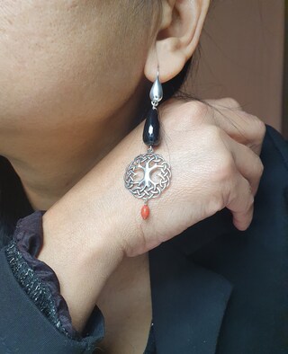 AOBOCO Orecchini Celtico Albero Della Vita In Argento 925 Con Cristallo Ametista – Gioiello Donna Regalo Compleanno