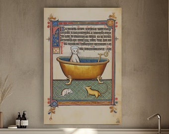 Funny Medieval Cats - Humorous Poster Digital Art Cat Cucumber Mouse medieval Funny Humor Fun Cucumbers