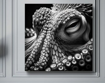 Sea Creatures Canvas Wall Decor Photography Print | Minimalist Black and White Animal Print Modern Decoration | Wall art mural gift idea