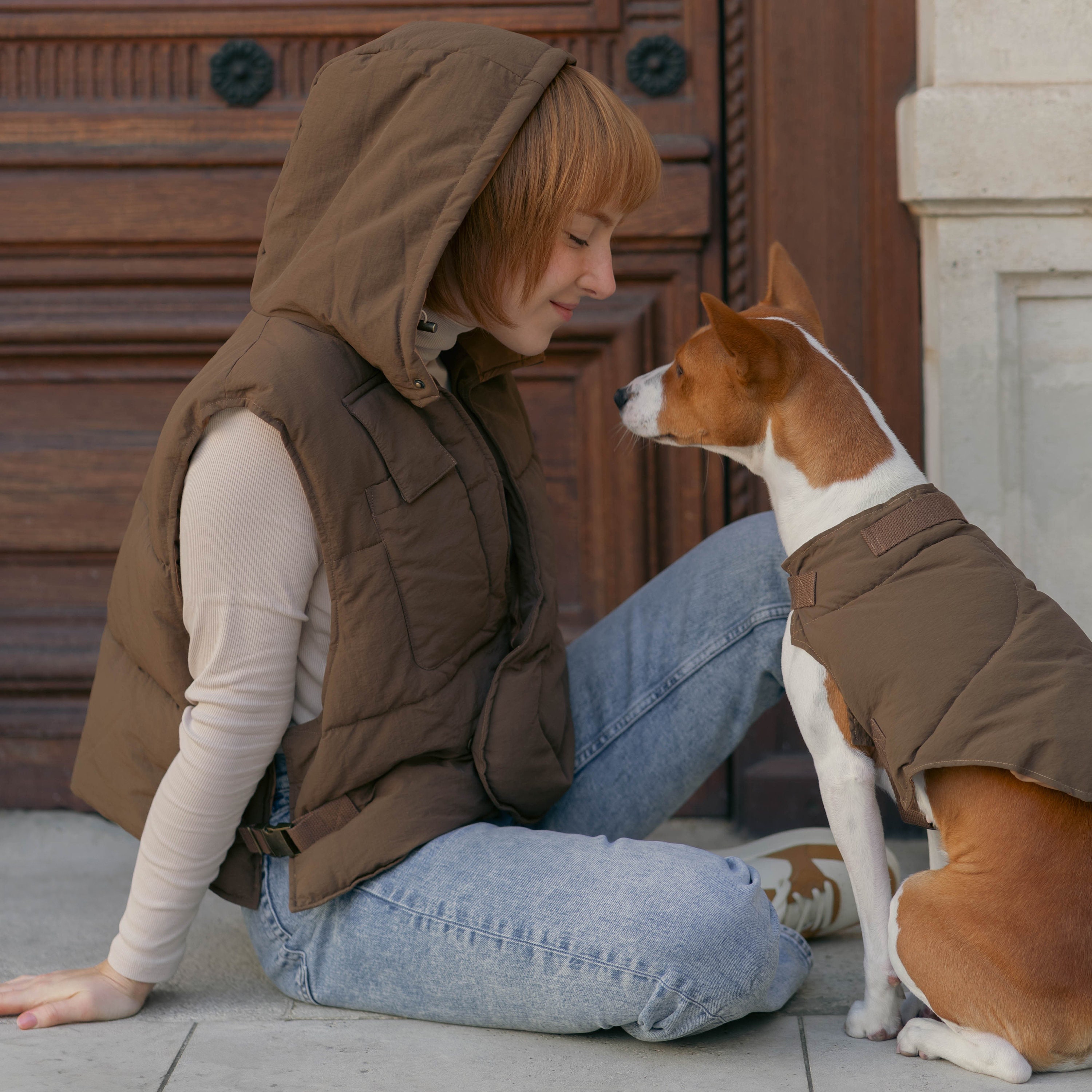 Dog&Owner Matching Padded Vest Urban Outdoor Padded Vest Match Set Pet Owner Favor Match Set Hoodie Vest Gift For Dog Lover