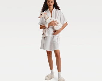 Pet Human Linen Pajama Matching Set - Dog Human Sleepwear - Summer Lightweight Loungewear