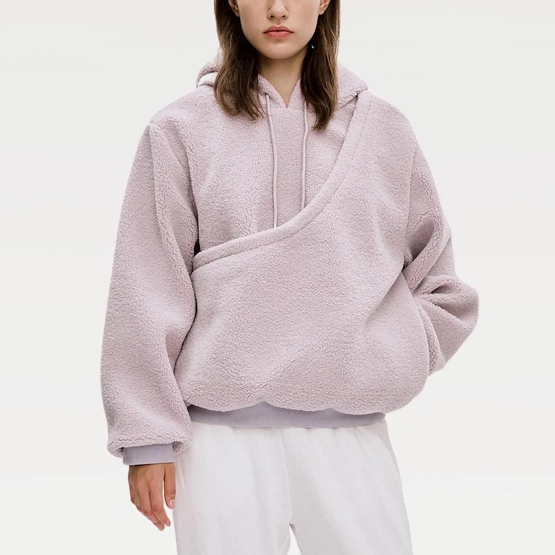 Kangaroo Pouch Unisex Fleece Hoodie: Dog Cat Carrier Sling Large Pocket image 5