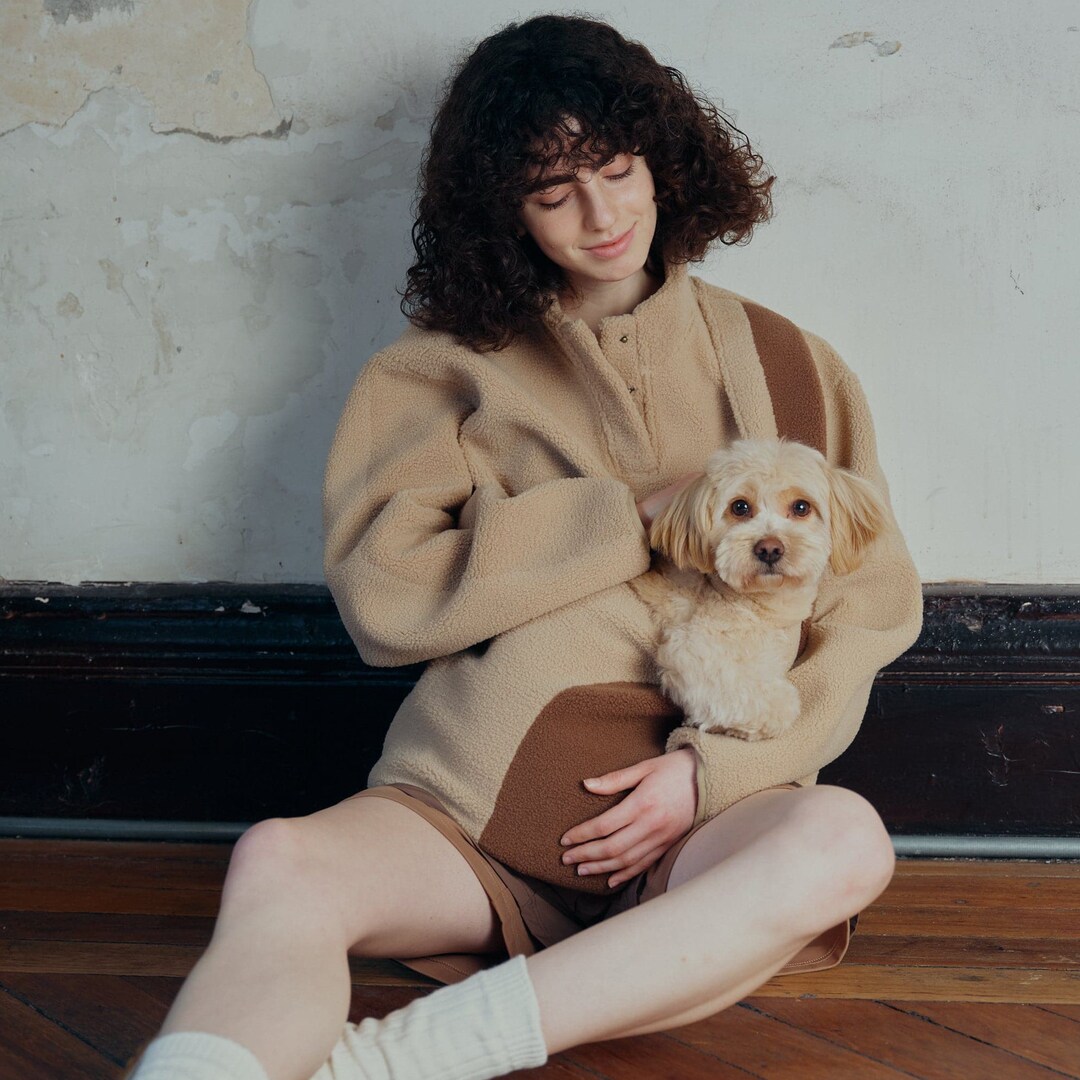 ◆DEINET◆ KANGAROO POCKET BAG IN COOL GRAY KDCUC4F8311S100F Kangaroo Pouch Uisex Fleece Sweater - Dog Cat Carrier