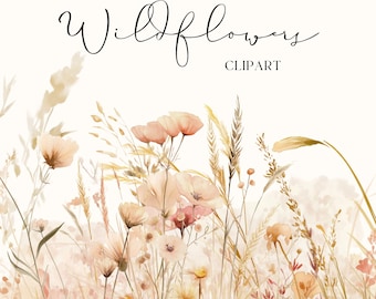 Wildflower Clipart - Watercolor Autumn Clipart - Commercial and Personal Use - Digital Downloadable Files