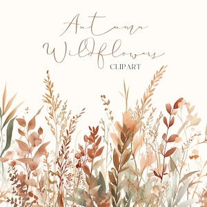 Herbst Wildblumen Clipart - Aquarell Clipart für den persönlichen und kommerziellen Gebrauch - digital herunterladbare Dateien