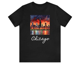 Chicago city tshirt holiday gift for him t shirt holiday gift for her city painting