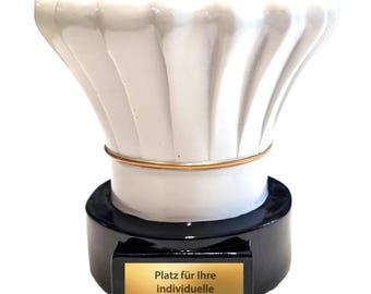 Koch Pokal mit Gravur – Küchenchef Trophäe mit Kochmütze – personalisierter Award für Köche Gastronomie Wettbewerb Geschenk Idee
