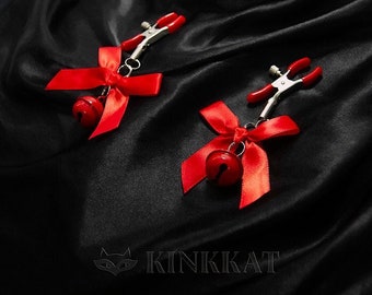 Adjustable Breast Clamps with Bow and Bell