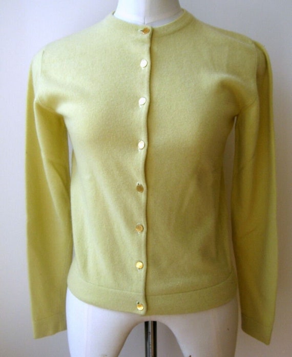 Vintage Hermes 100% cashmere sweater cardigan lime