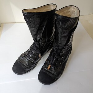 Chanel leather with suede Botties Black size 39 IT.