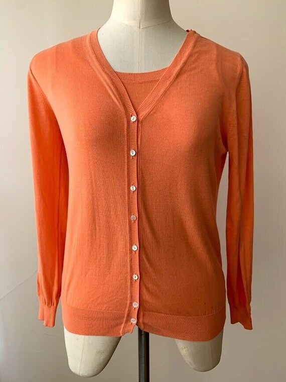 Malo Cardigan Twin Set Orange Classic 100% Cotton