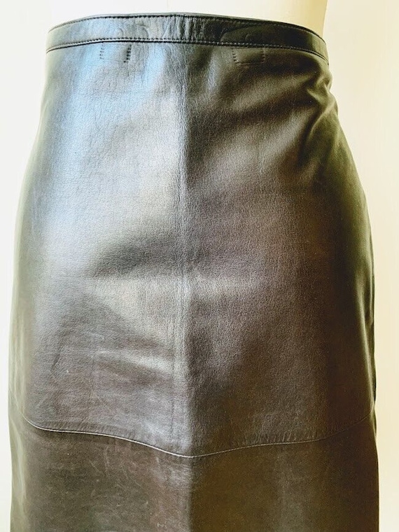 Max Mara Brown Woven Leather Pencil Skirt SZ10