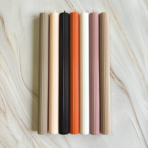 Pack of Two 25cm Ribbed Scented Dinner Candle Sticks