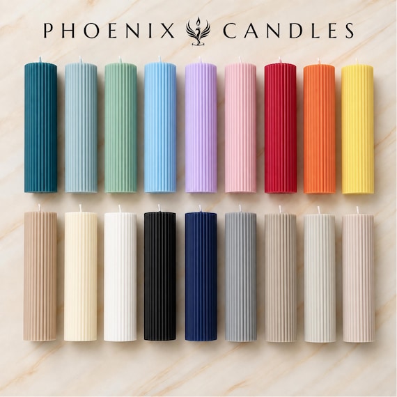 7-20cm Tall Ribbed Pillar Candles | Unscented