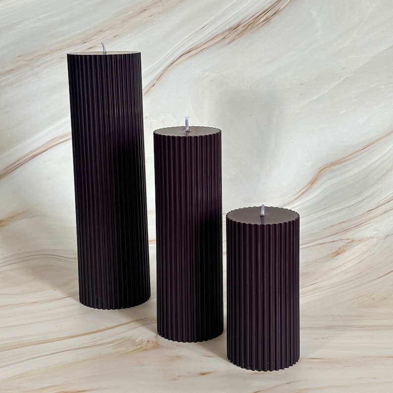 Tall Ribbed Large Black Scented Pillar Candles Decorative Handmade tall-ribbed-large-black-scented-pillar-candles-decorative-handmade