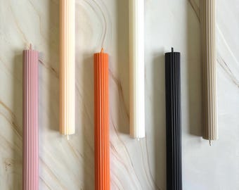 Pack of Two 25cm Ribbed Scented Dinner Candle Sticks