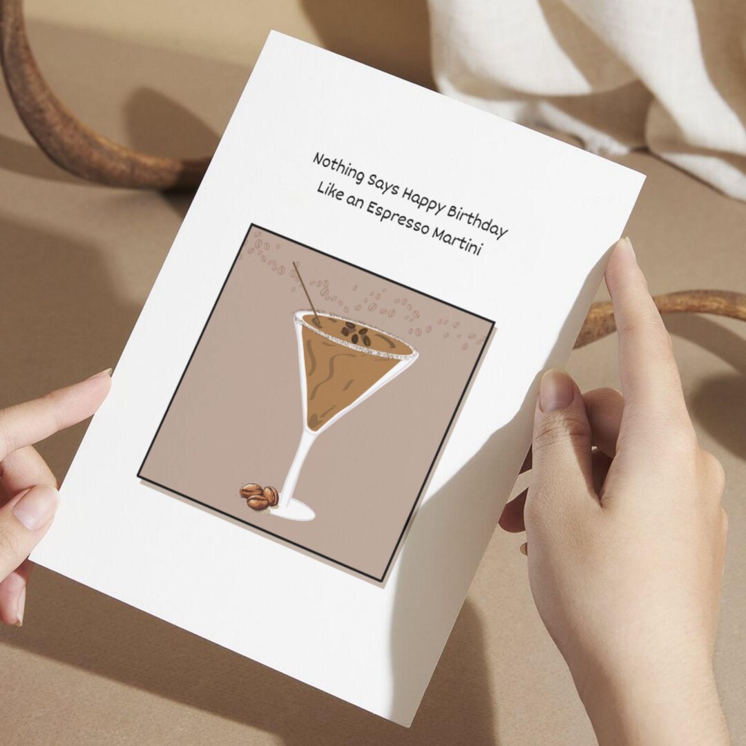 Happy Birthday Cocktail Greeting Card – Fun Espresso Martini - Etsy