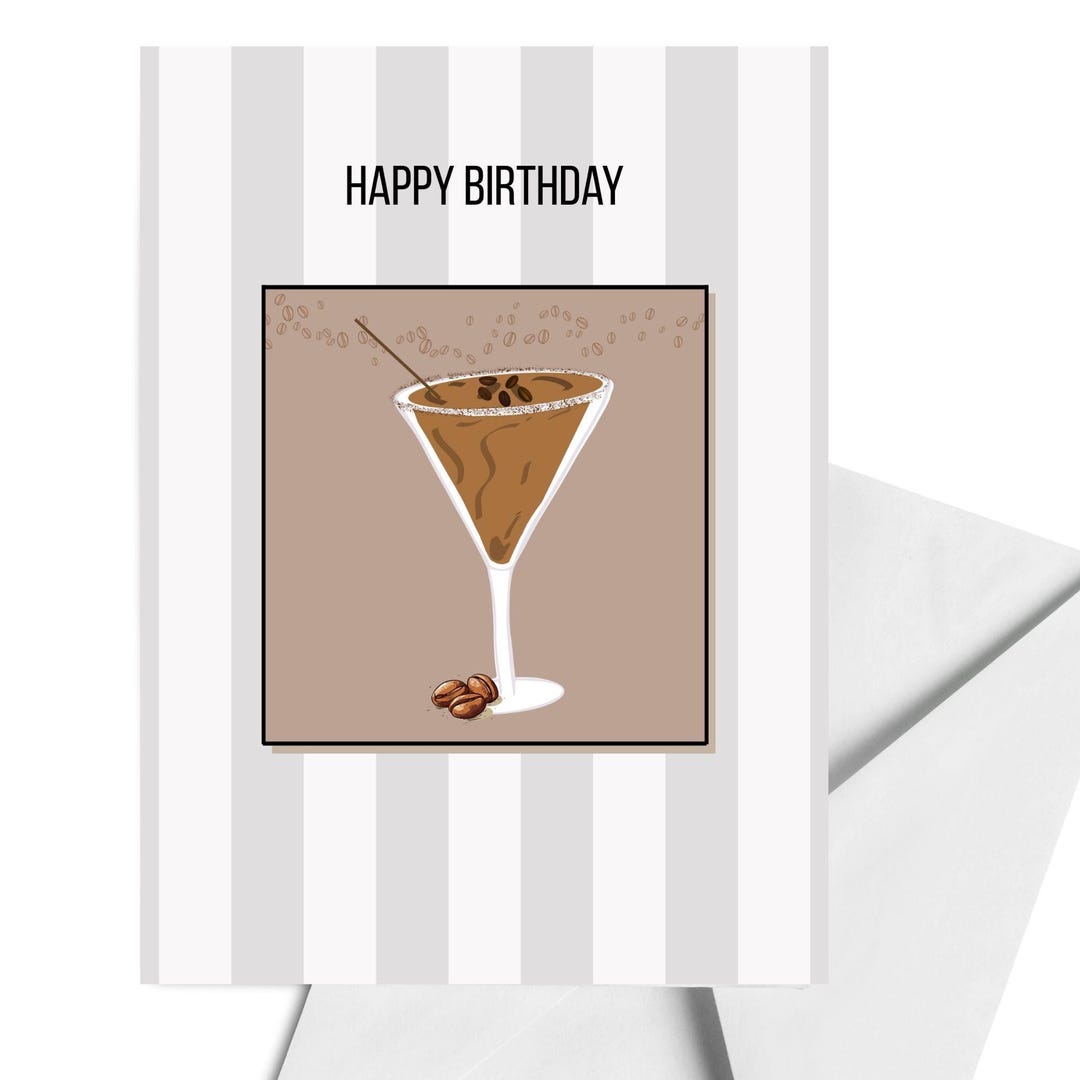 Happy Birthday Cocktail Greeting Card – Fun Espresso Martini - Etsy