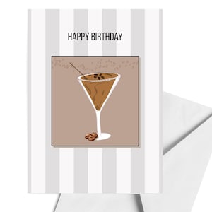 Happy Birthday Cocktail Greeting Card – Fun Espresso Martini
