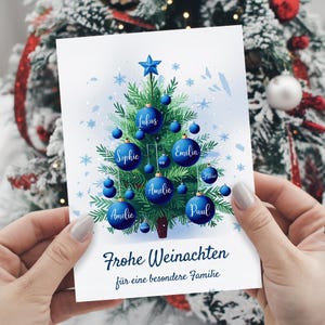 Personaliseerbare kerstkaart met naam - inclusief envelop in wit, rood, groen of roze - hoogwaardige kaart 11 x 16 cm gemaakt van 300g papier
