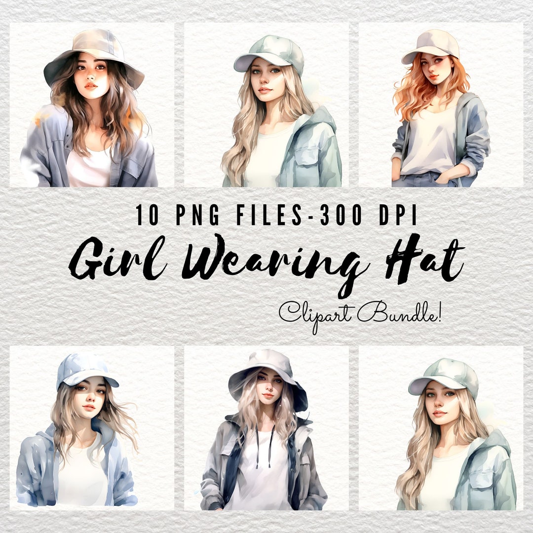 Teenage Girl Wearing Hat Clipart Set of 10 Pngs Teenage Etsy