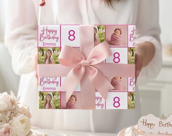 Personalized Birthday Wrapping Paper 8th Birthday Gift Wrapping Paper Custom Wrapping Paper Personalized Gift Wrap Photo Wrapping Paper Roll