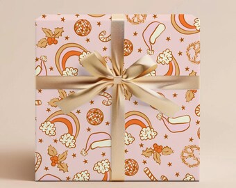 Retro Christmas Gift Wrapping Paper Christmas Gift Wrap Christmas Wrapping Paper Christmas Holiday Wrapping Paper Roll Gift Wrap Paper Gift