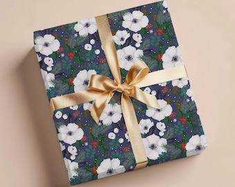 Floral Christmas Wrapping Paper Gift Wrap Christmas Holiday Wrapping Paper Roll Gift Wrap Paper Gift Christmas Gift Wrapping Paper Christmas
